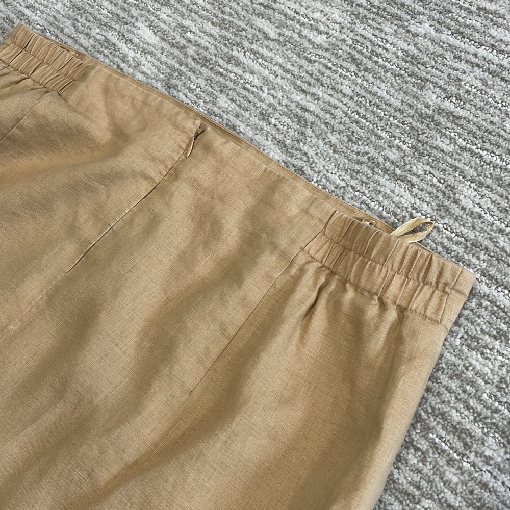 Cavita 100% Linen Beaded Seashell Maxi Skirt Size 18 Khaki Tan A-Line Side Slit - Picture 11 of 14